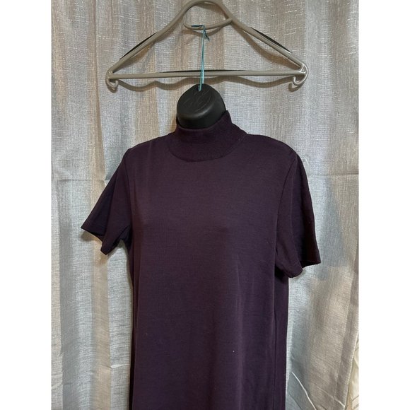 Dress purple maxi long sweater dress mock turtleneck - Picture 4 of 6